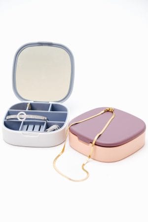 Mini Multi Grid Jewelry Storage Organizer With Mirror