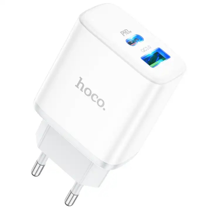 HOCO Dual Port PD20W+QC3.0 Charger Type-C & USB - BoredBox