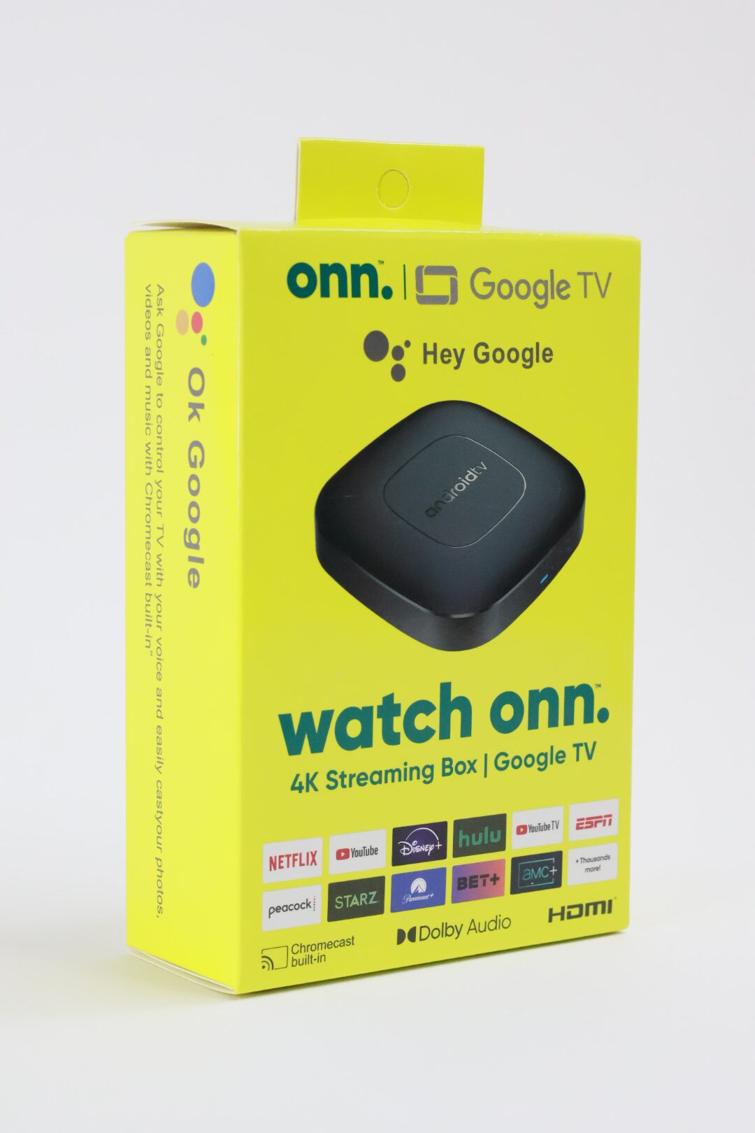 onn Android TV Box 4K UHD Streaming Device with Voice Remote Control